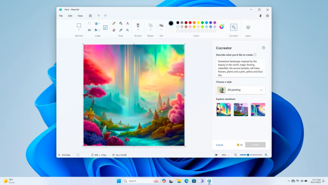 Launch of the Paint Cocreator Begins for Insiders