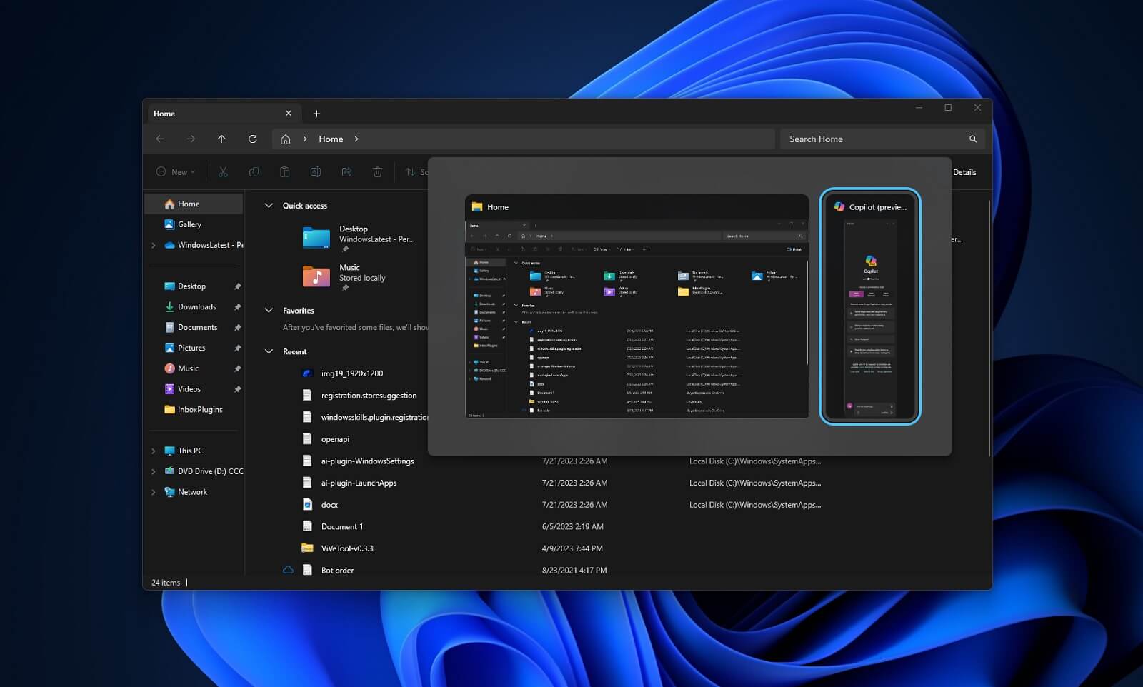 Microsoft Copilot and Alt+Tab integration tested in Windows 11 Build 23560