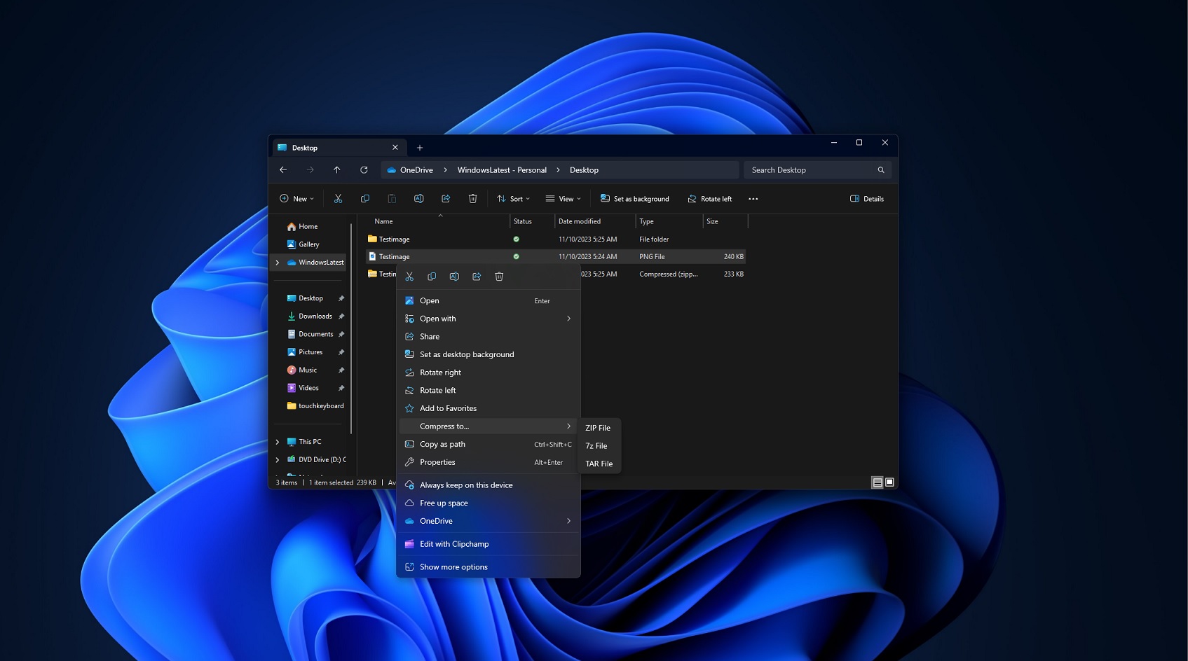 Get a sneak peek at Windows 11’s ability to create ZIP, 7z, and TAR archives directly